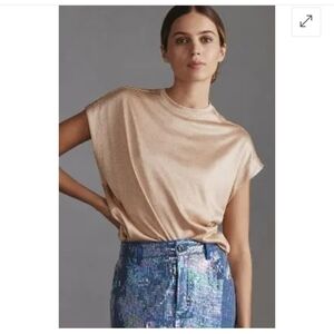 Anthropologie Gold Short Sleeve Top